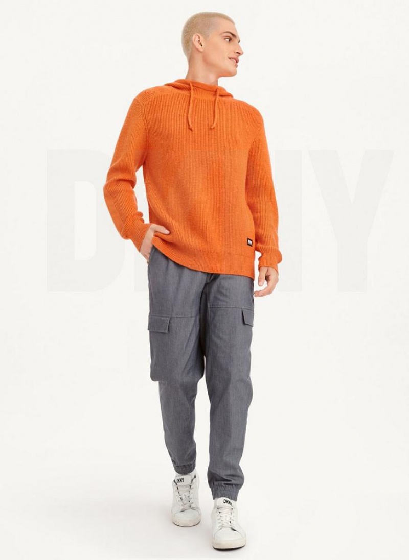 DKNY Half Cardigan Stitch Hoodies Herren Orange | Austria_D0770