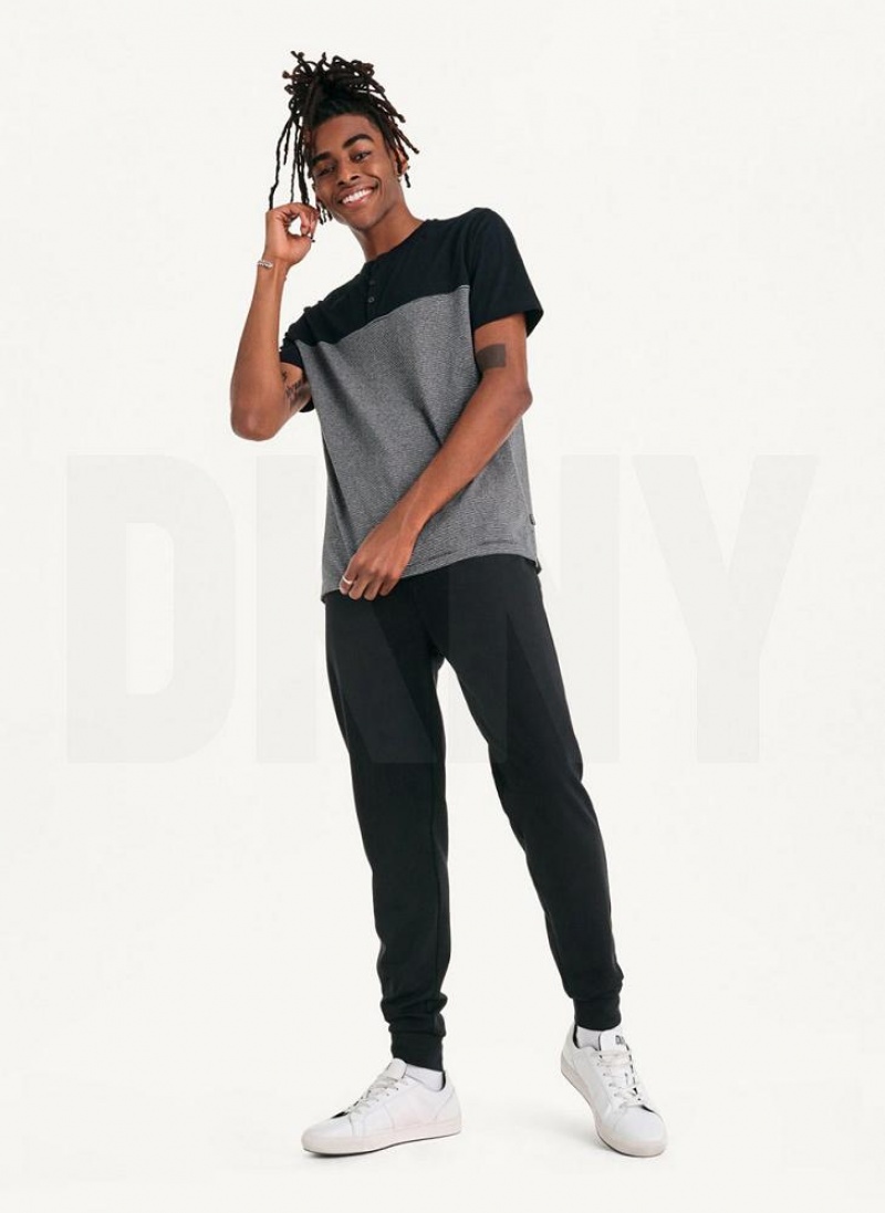 DKNY Henley T-shirts Herren Schwarz | Austria_D1568