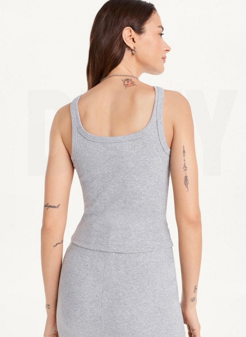 DKNY High Neck Crop Tanktop Damen Grau | Austria_D1002