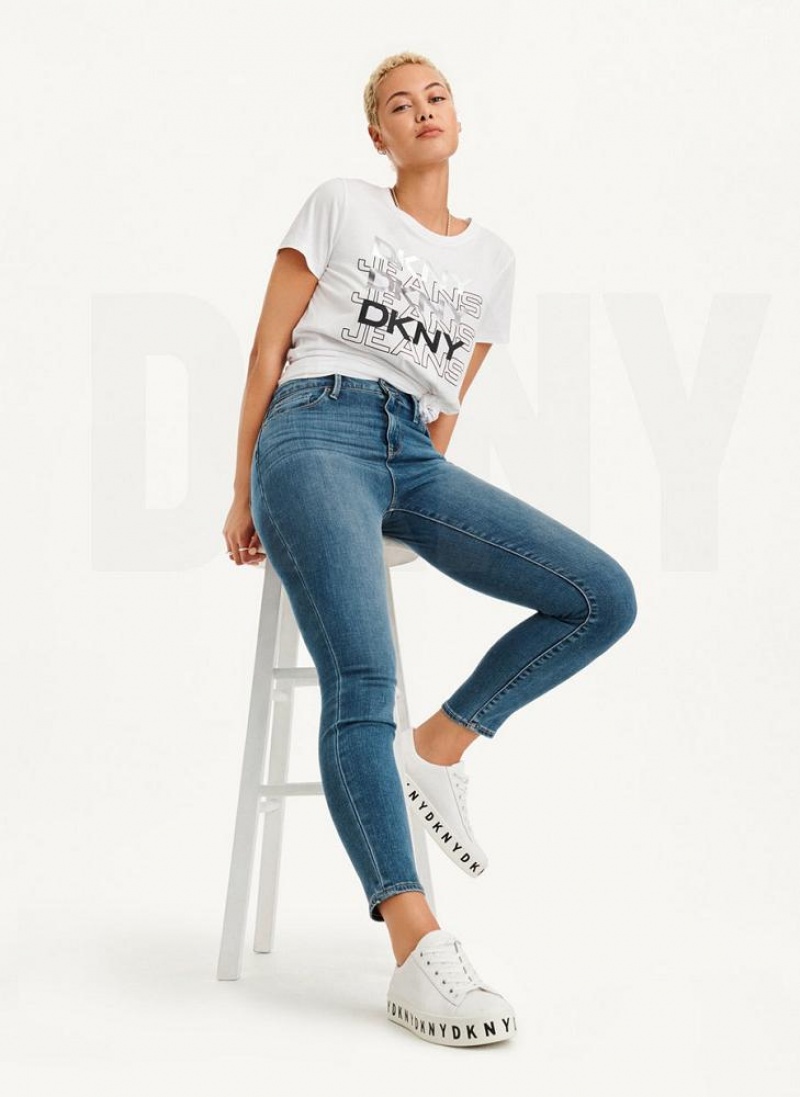 DKNY High Rise Schlank Jeans Damen Blau | Austria_D0436