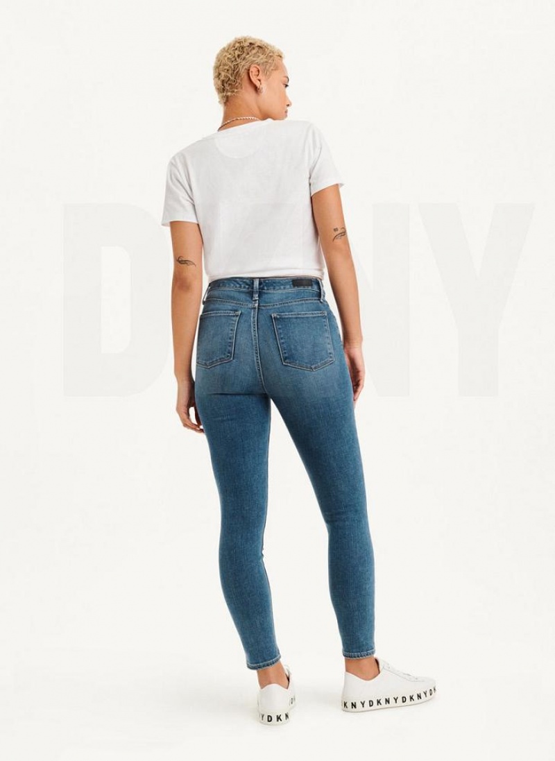 DKNY High Rise Schlank Jeans Damen Blau | Austria_D0436