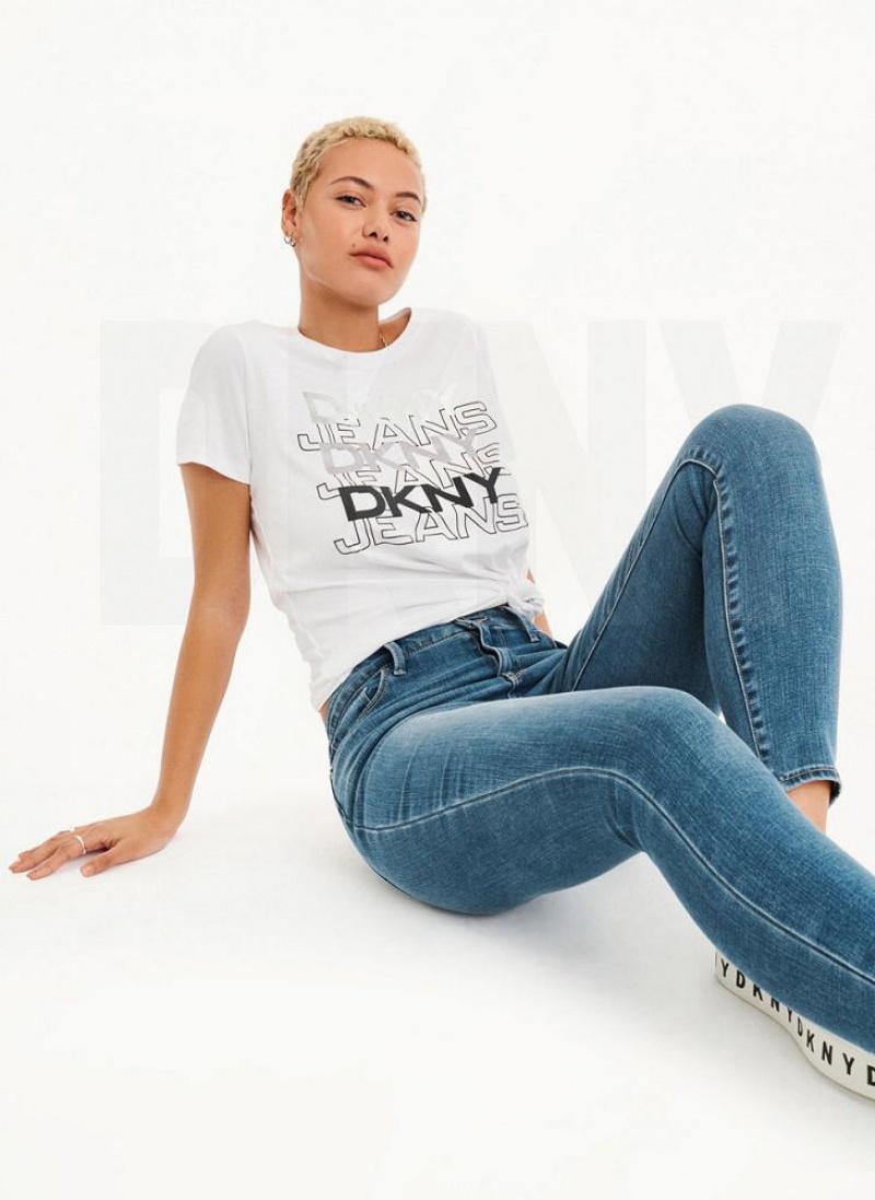 DKNY High Rise Schlank Jeans Damen Blau | Austria_D0436