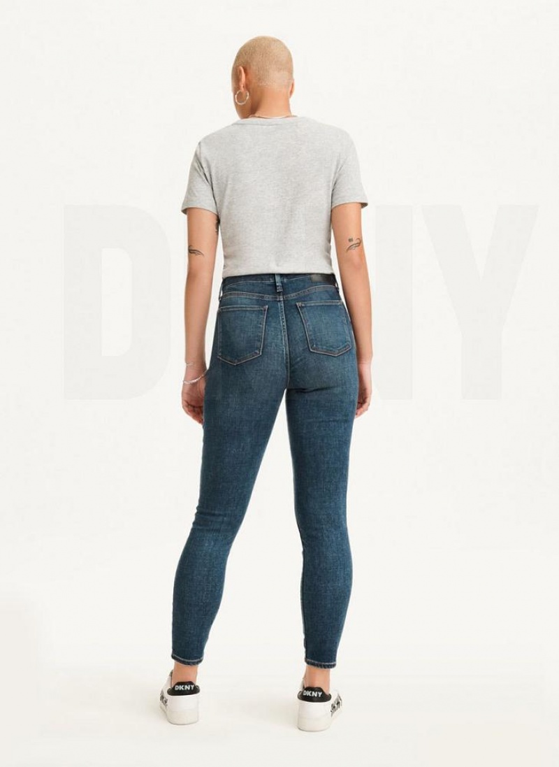 DKNY High Rise Schlank Jeans Damen Tiefesindigo | Austria_D1448