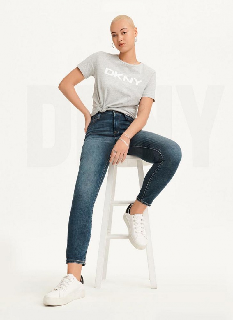 DKNY High Rise Schlank Jeans Damen Tiefesindigo | Austria_D1448