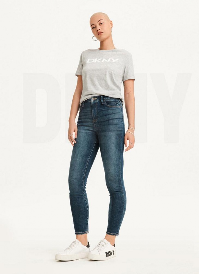 DKNY High Rise Schlank Jeans Damen Tiefesindigo | Austria_D1448