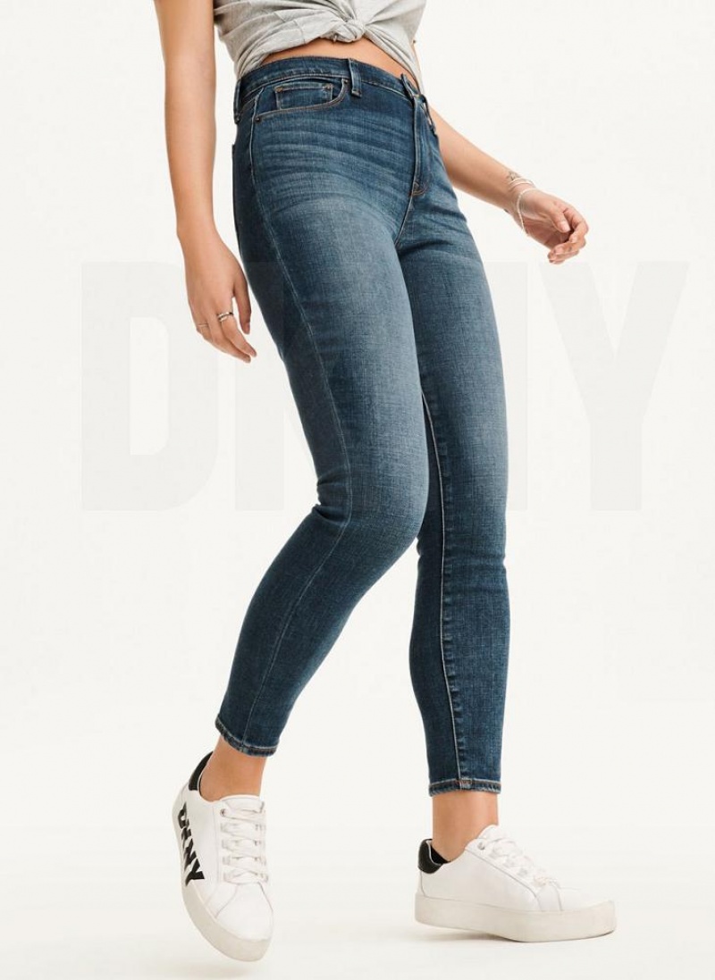 DKNY High Rise Schlank Jeans Damen Tiefesindigo | Austria_D1448