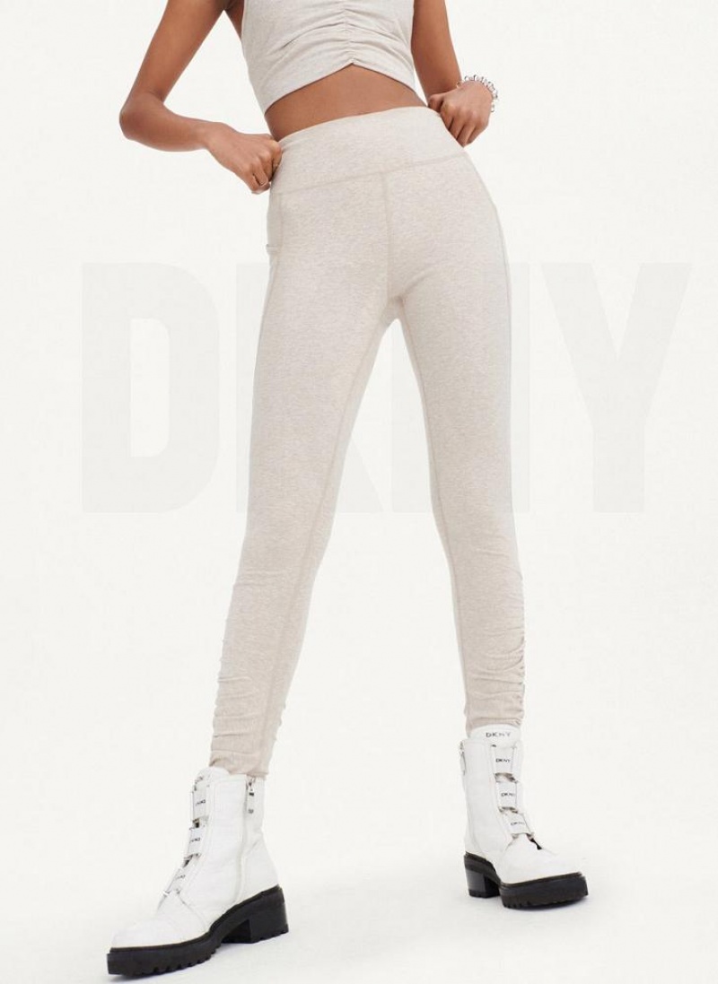 DKNY High Taille With Ruched Details Leggings Damen Beige | Austria_D1775