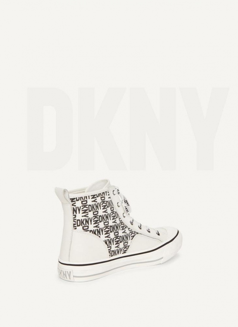 DKNY High Top Logo Sneakers Damen Weiß Schwarz | Austria_D0408