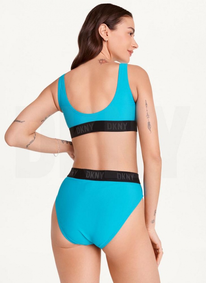 DKNY High Waisted Bikinihose Damen Blau | Austria_D1830