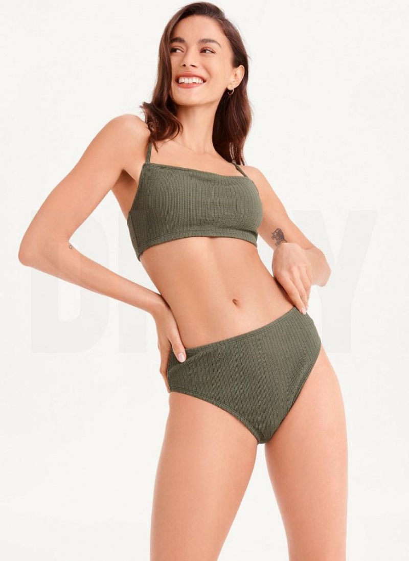 DKNY High Waisted Bikinihose Damen Olivgrün | Austria_D0224