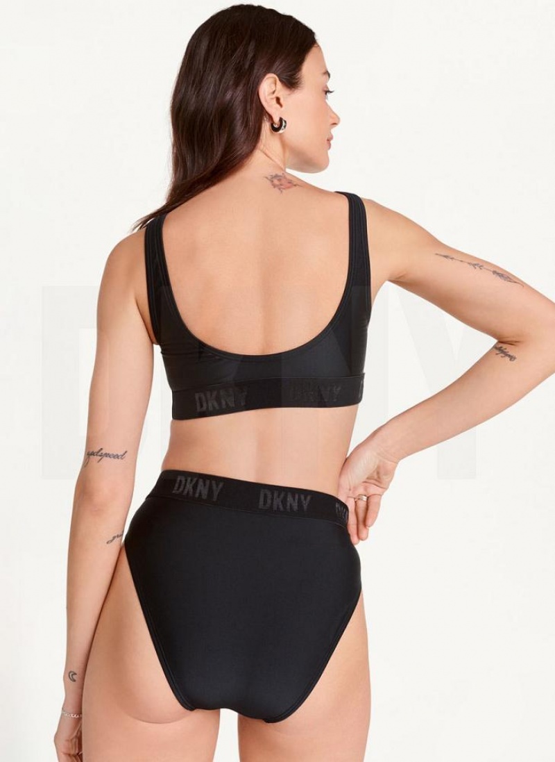 DKNY High Waisted Bikinihose Damen Schwarz | Austria_D0197