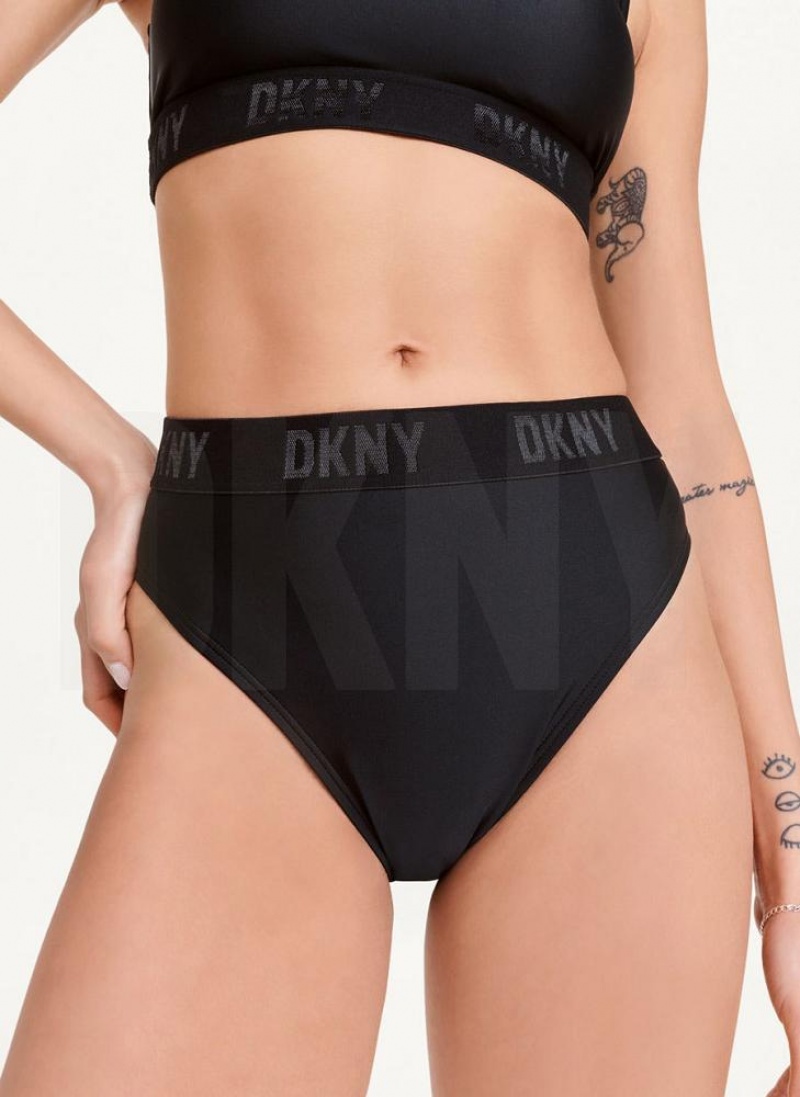 DKNY High Waisted Bikinihose Damen Schwarz | Austria_D0197