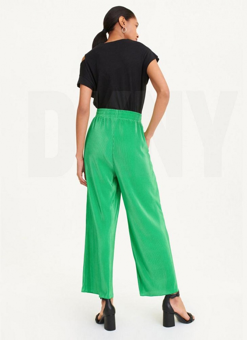 DKNY High Waisted Falten Flare Hose Damen Grün | Austria_D0978