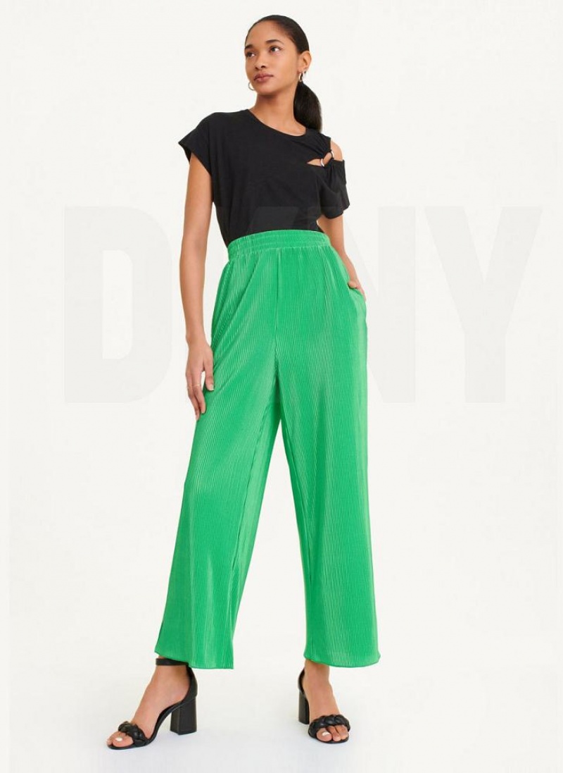 DKNY High Waisted Falten Flare Hose Damen Grün | Austria_D0978