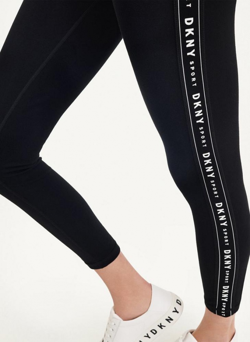 DKNY High-waisted Logo Taping Leggings Damen Schwarz | Austria_D0557