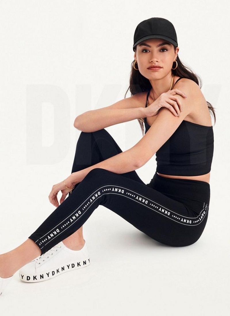 DKNY High-waisted Logo Taping Leggings Damen Schwarz | Austria_D0557