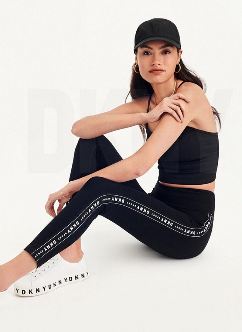 DKNY High-waisted Logo Taping Leggings Damen Schwarz | Austria_D0557