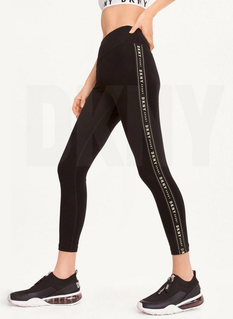 DKNY High-waisted Logo Taping Leggings Damen Hellgrün | Austria_D0538