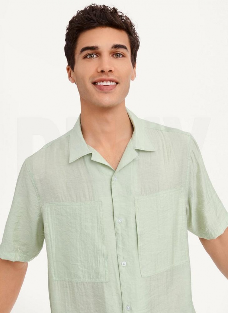 DKNY Imitation Silk Camp Hemd Herren Grün | Austria_D0315