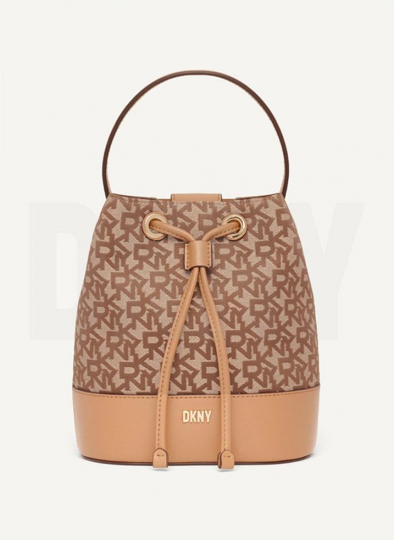 DKNY Inessa Bucket Umhängetasche Damen Braun | Austria_D1280