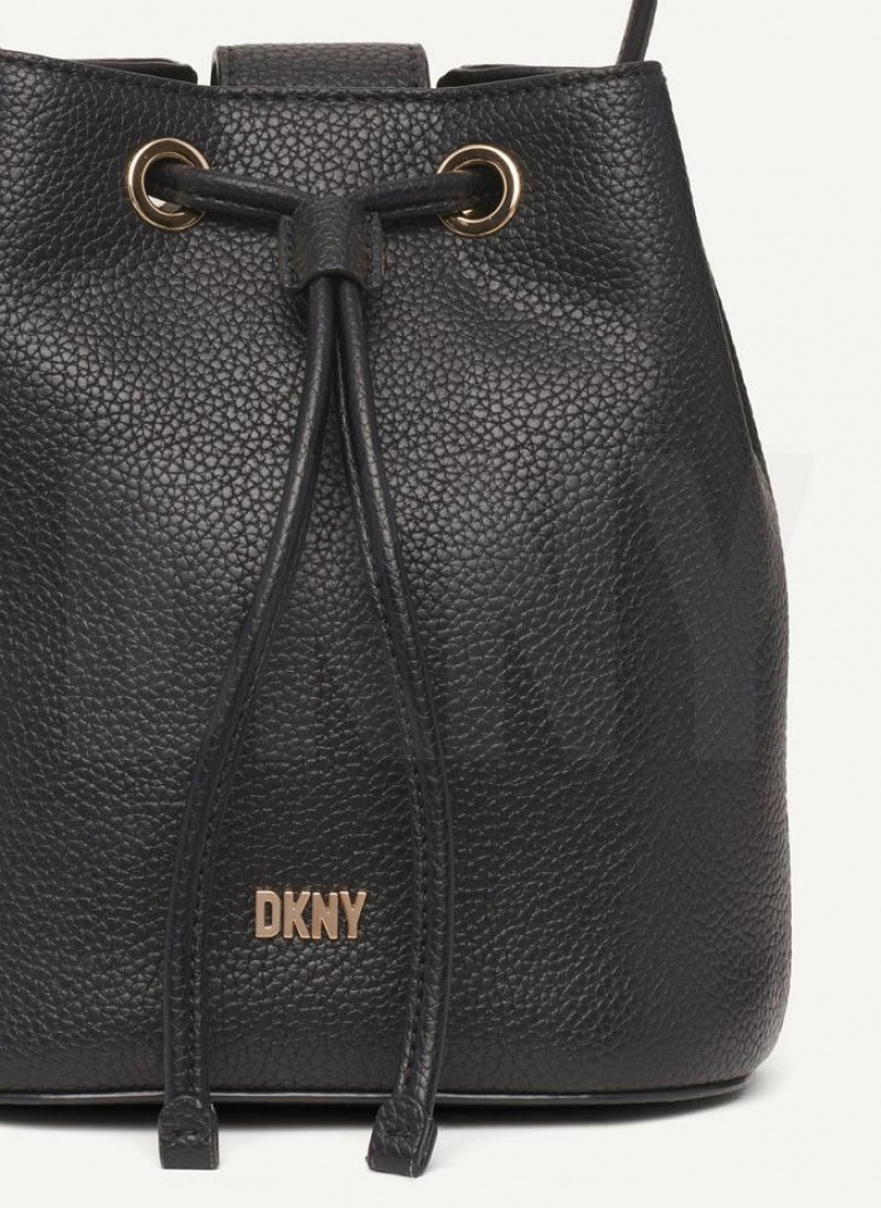 DKNY Inessa Bucket Umhängetasche Damen Schwarz Gold | Austria_D1869