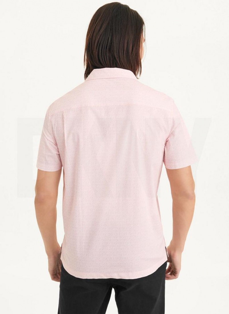 DKNY Interlocking Allover Logo Hemd Herren Rosa | Austria_D1012