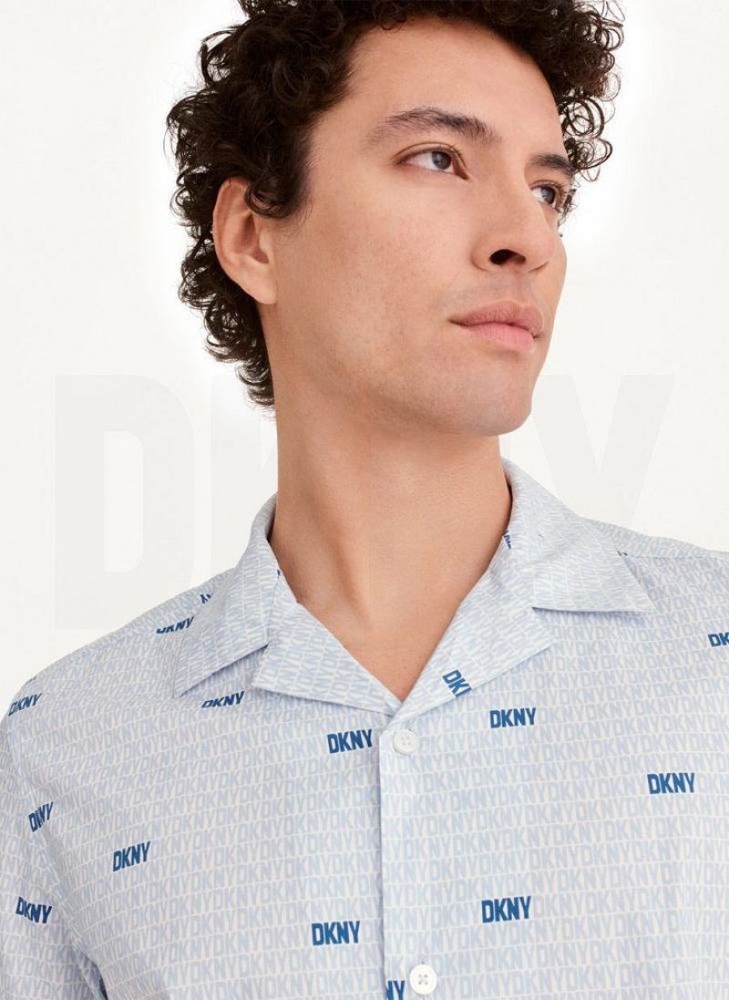 DKNY Interlocking Logo Hemd Herren Blau | Austria_D0691