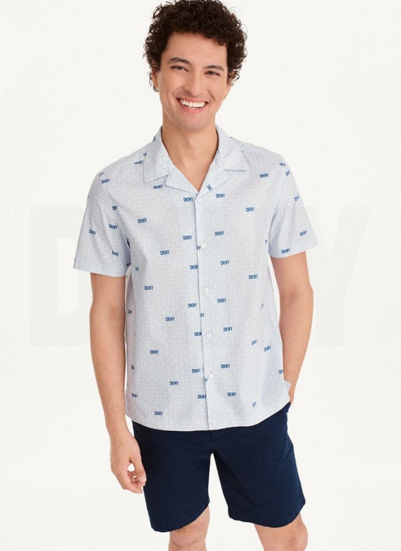 DKNY Interlocking Logo Hemd Herren Blau | Austria_D0691