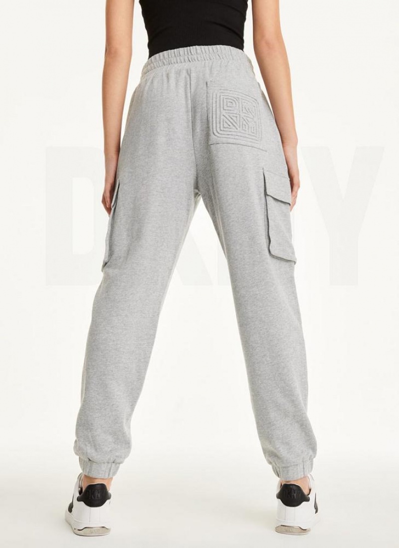 DKNY Jersey Cargo Jogginghose Damen Hellgrau | Austria_D0383