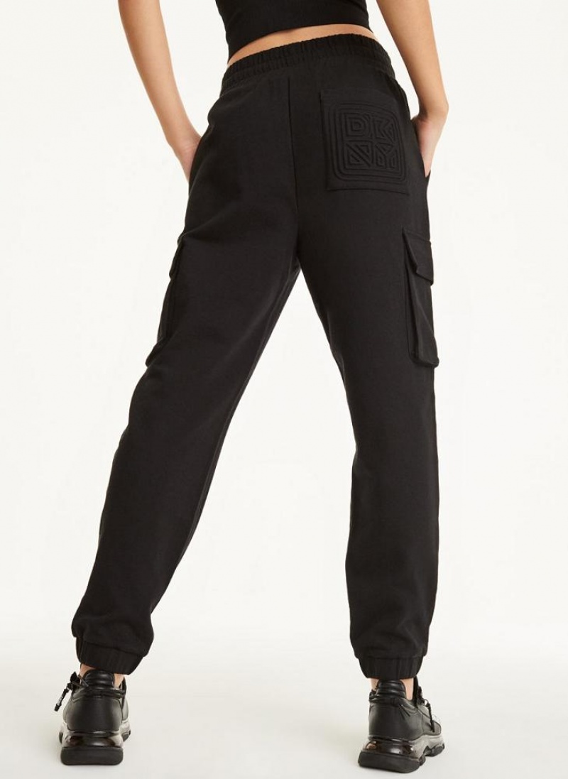 DKNY Jersey Cargo Jogginghose Damen Schwarz | Austria_D1328