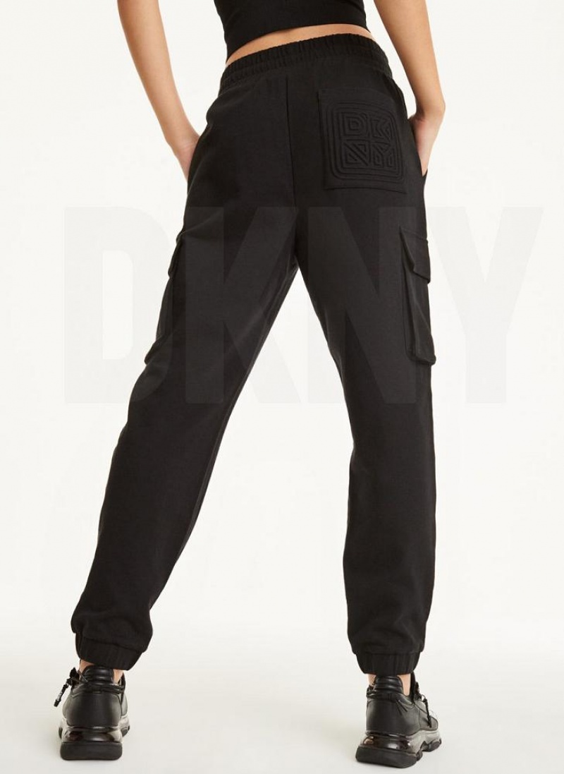 DKNY Jersey Cargo Jogginghose Damen Schwarz | Austria_D1328