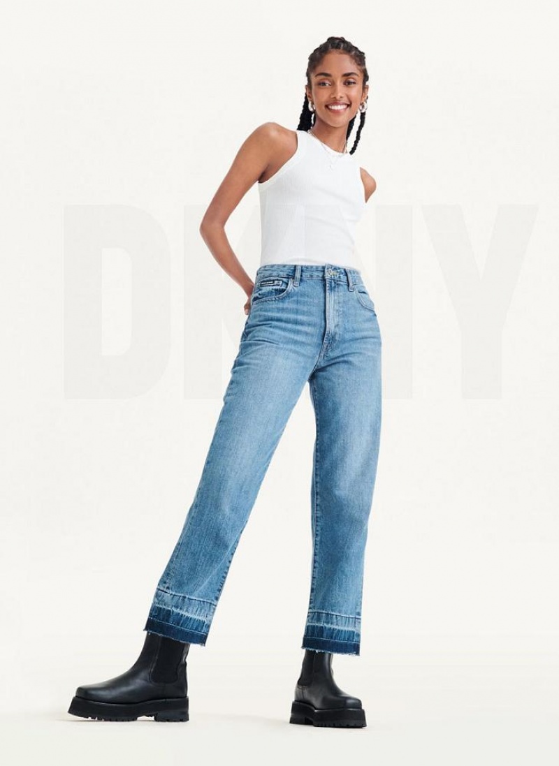 DKNY Kent High Rise Gerade Leg Jeans Damen Hellwaschen | Austria_D1470