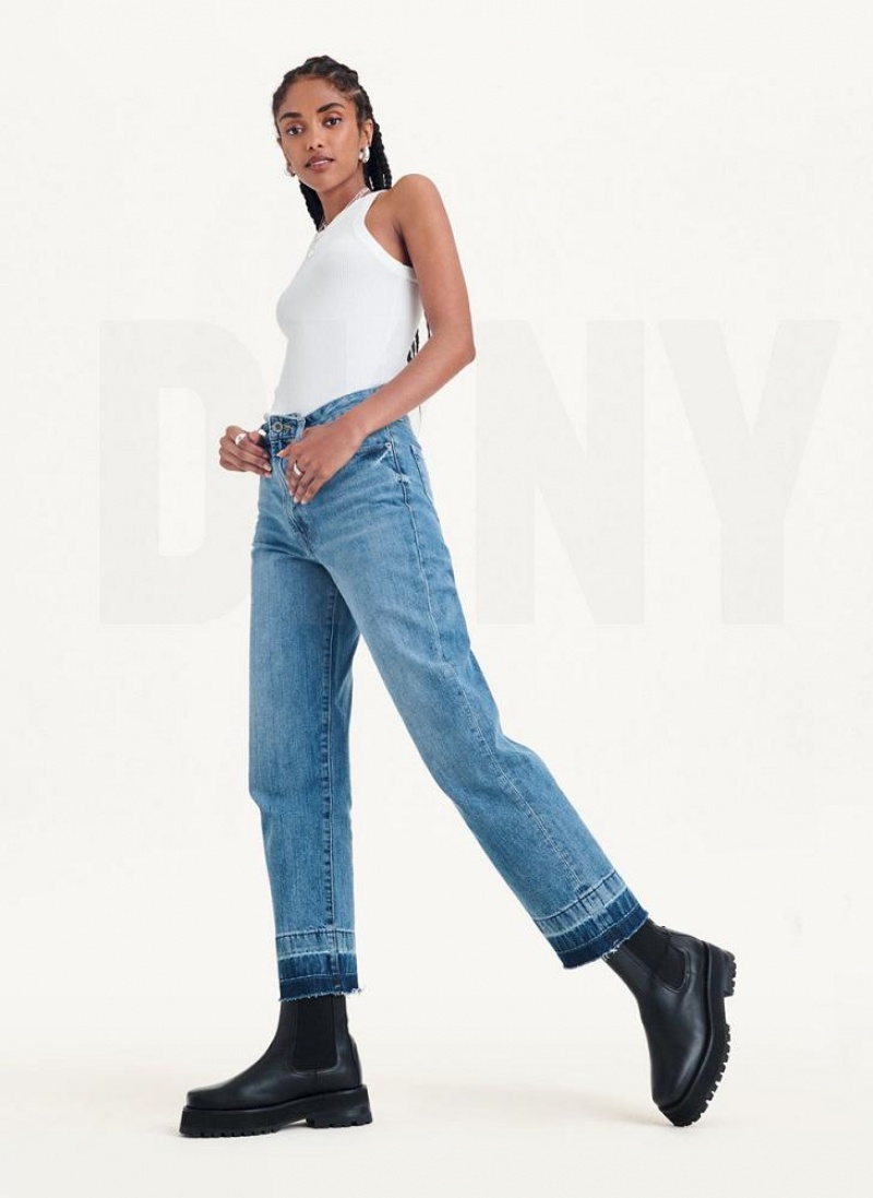 DKNY Kent High Rise Gerade Leg Jeans Damen Hellwaschen | Austria_D1470