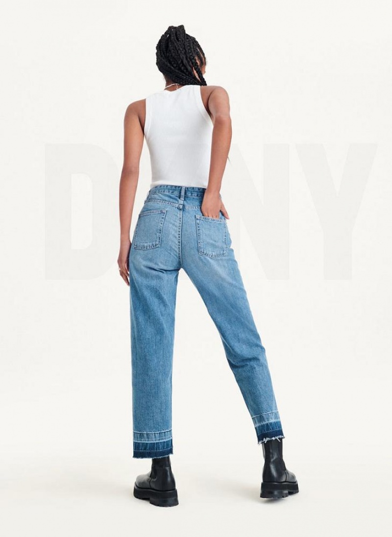 DKNY Kent High Rise Gerade Leg Jeans Damen Hellwaschen | Austria_D1470