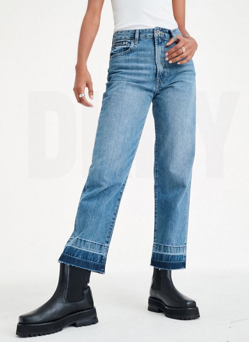 DKNY Kent High Rise Gerade Leg Jeans Damen Hellwaschen | Austria_D1470