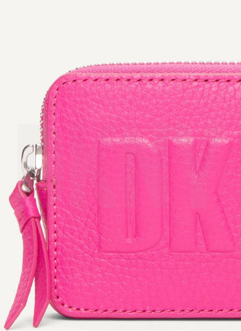 DKNY Keyfob Cardcase Raised Logo Geldbörse Damen Rosa Lila | Austria_D0236