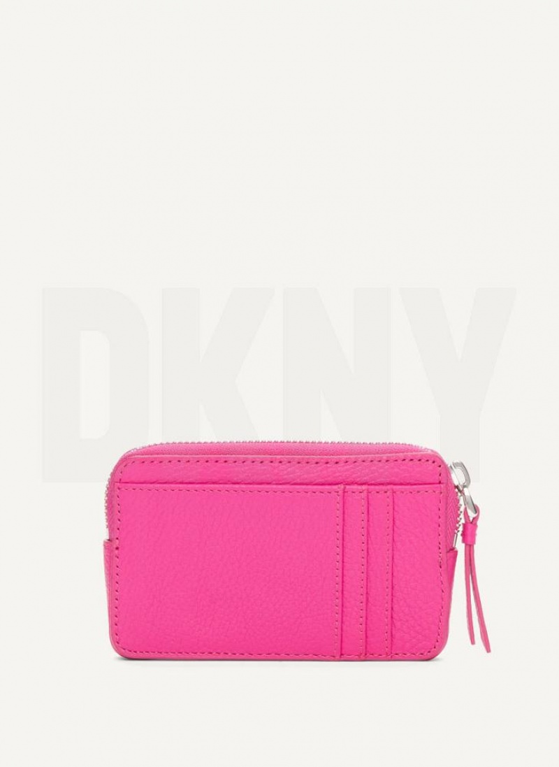 DKNY Keyfob Cardcase Raised Logo Geldbörse Damen Rosa Lila | Austria_D0236