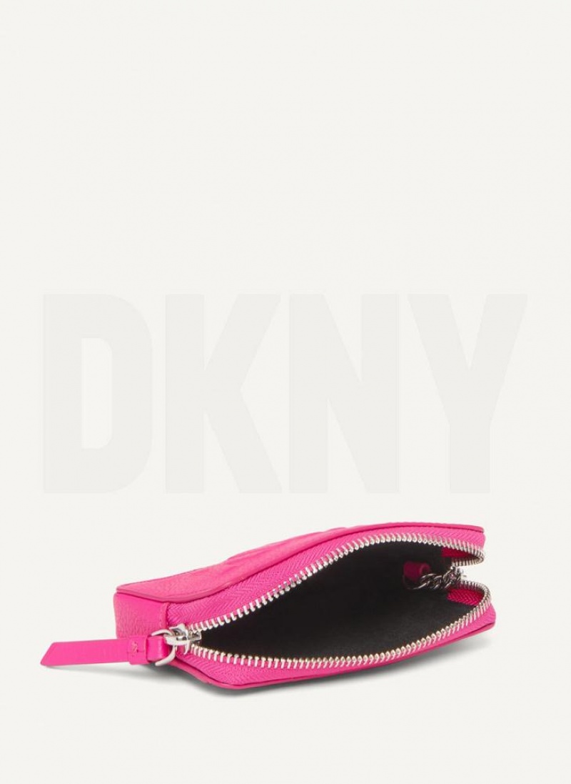 DKNY Keyfob Cardcase Raised Logo Geldbörse Damen Rosa Lila | Austria_D0236