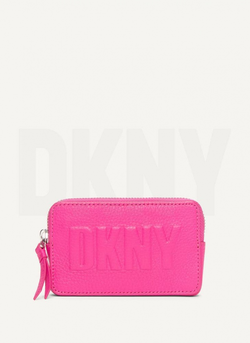 DKNY Keyfob Cardcase Raised Logo Geldbörse Damen Rosa Lila | Austria_D0236