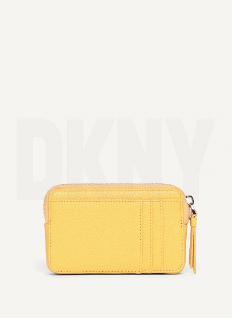 DKNY Keyfob Cardcase Raised Logo Geldbörse Damen Gelb | Austria_D1351