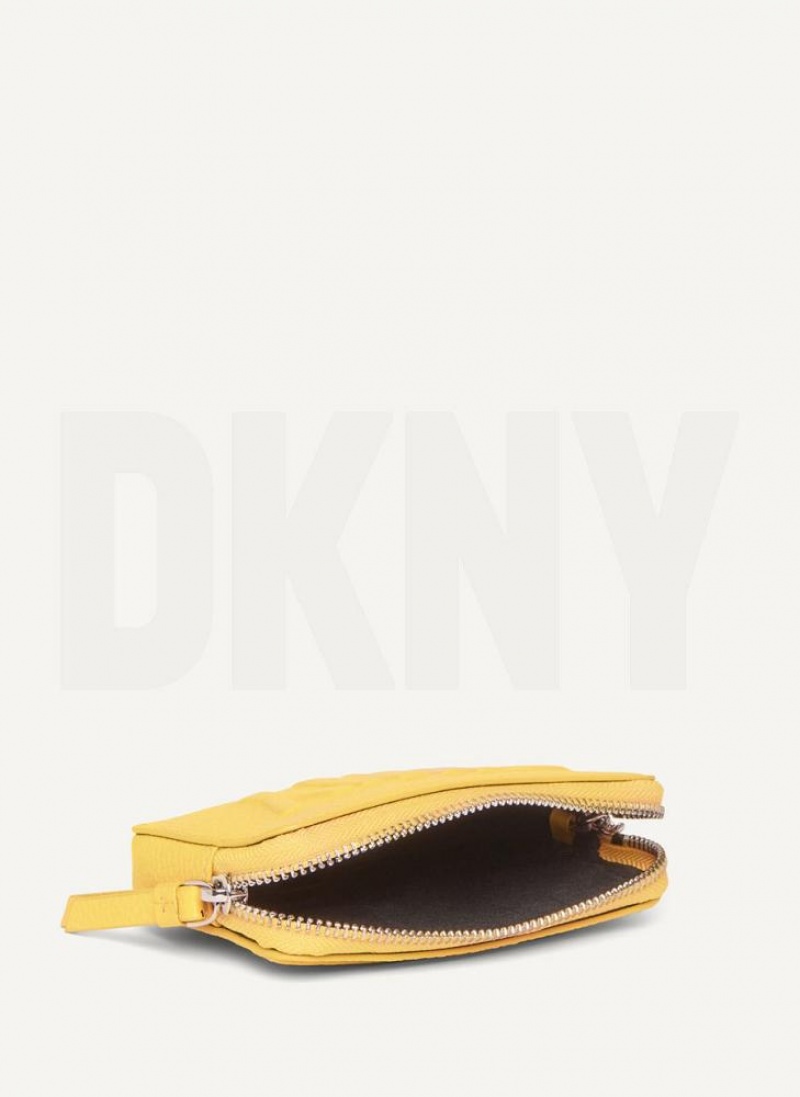 DKNY Keyfob Cardcase Raised Logo Geldbörse Damen Gelb | Austria_D1351