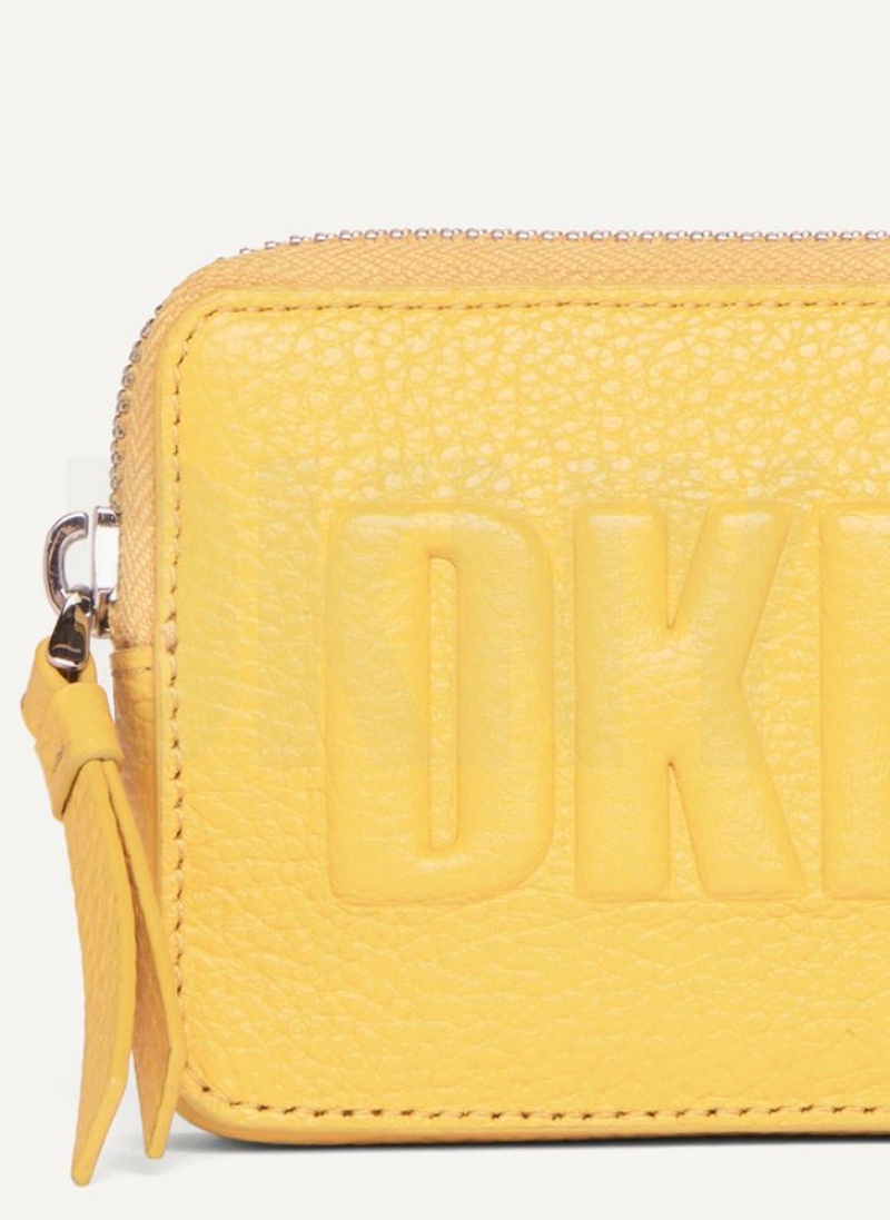 DKNY Keyfob Cardcase Raised Logo Geldbörse Damen Gelb | Austria_D1351