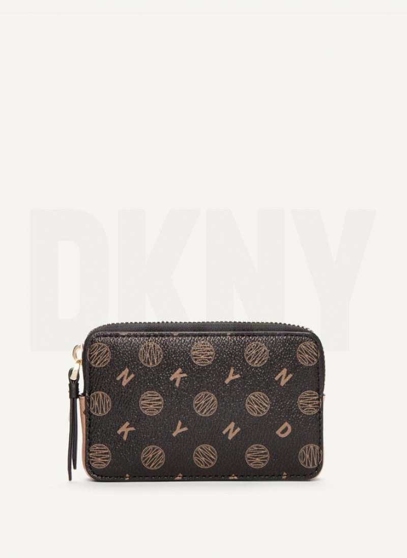 DKNY Keyfob Cardcase - Logo Pvc Geldbörse Damen Schwarz | Austria_D1156