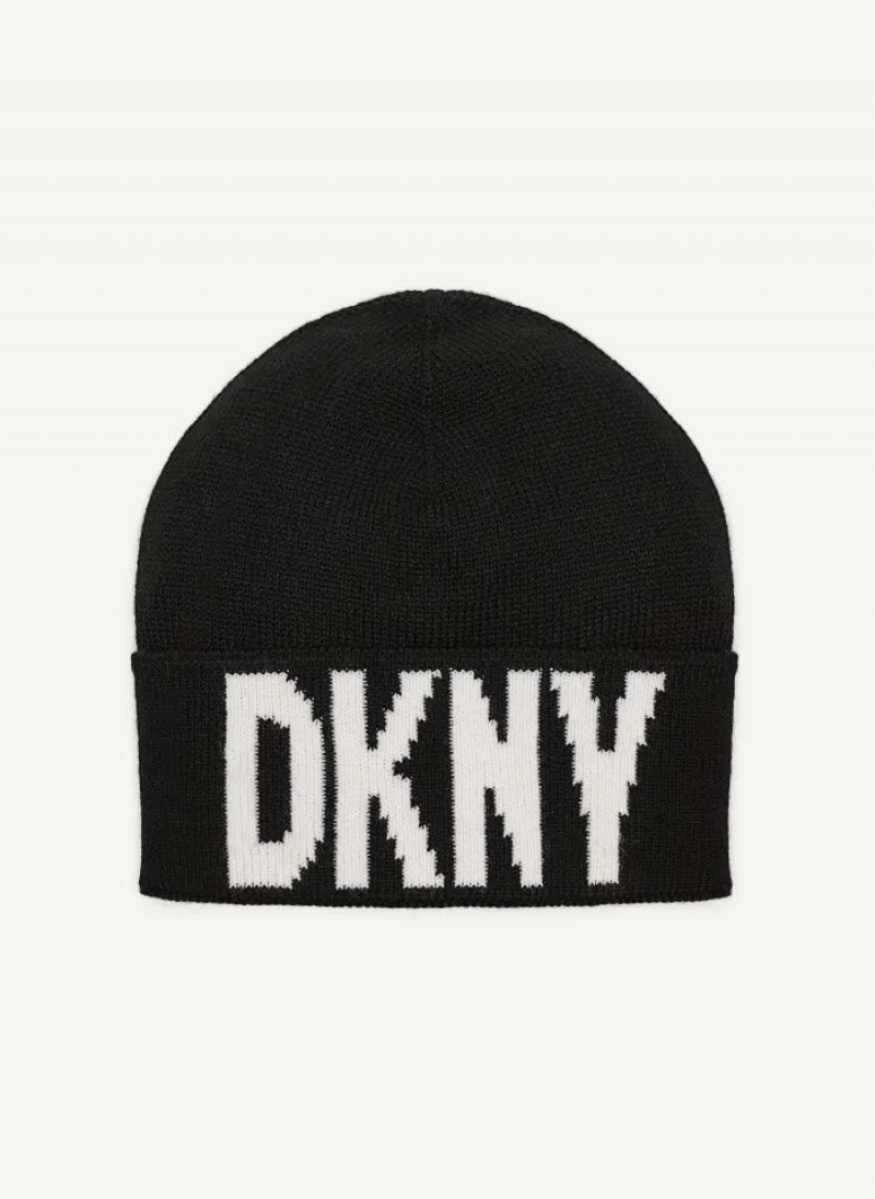 DKNY Klassische Logo Mütze Damen Schwarz | Austria_D1727