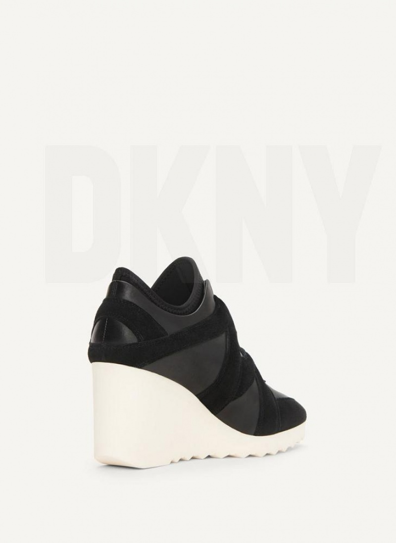 DKNY Klettverschluss Wedge Sneakers Damen Schwarz | Austria_D1978