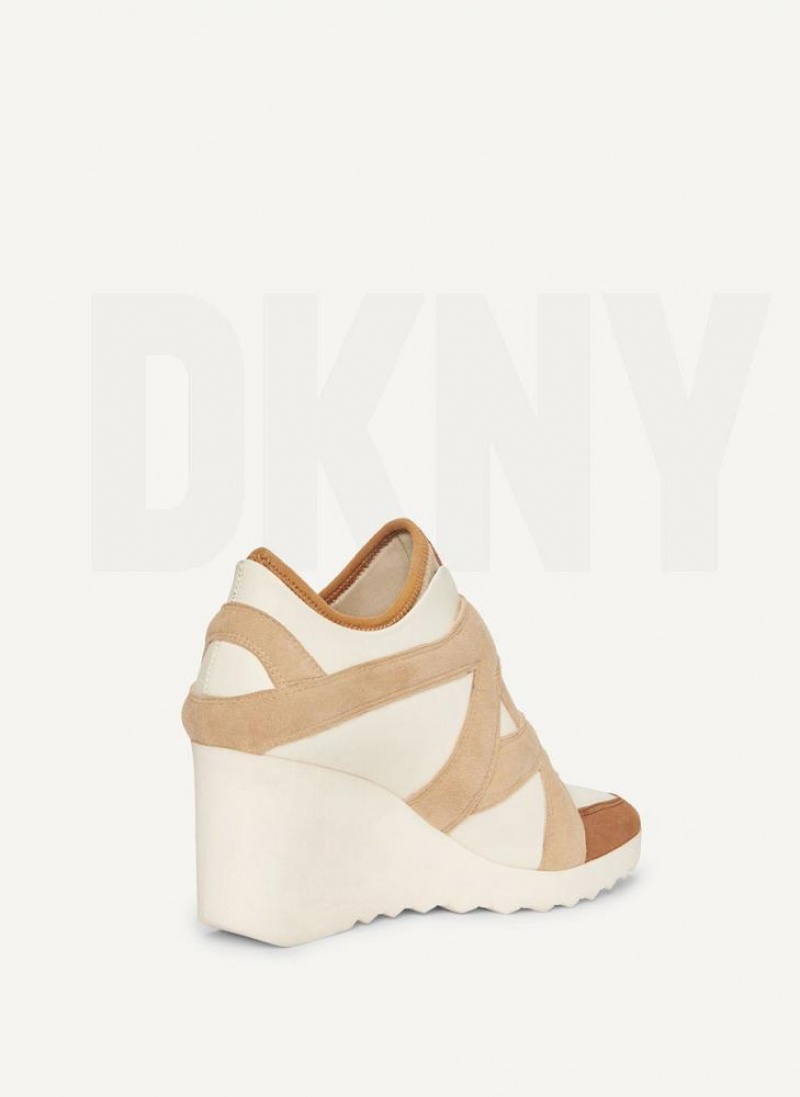 DKNY Klettverschluss Wedge Sneakers Damen Weiß | Austria_D1419