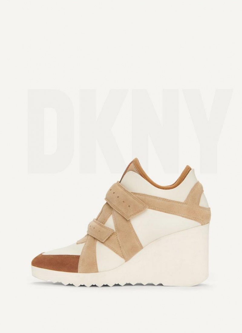 DKNY Klettverschluss Wedge Sneakers Damen Weiß | Austria_D1419