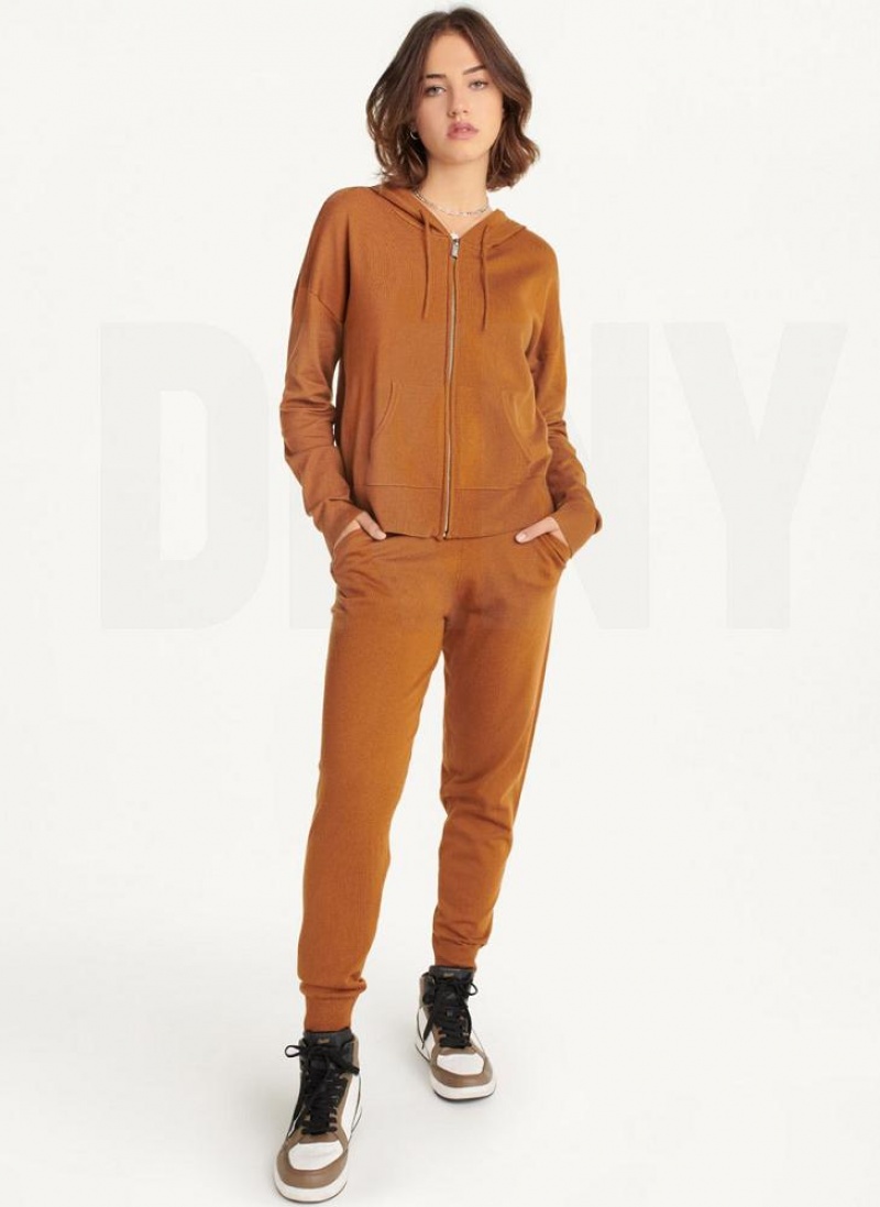 DKNY Knit Hoodies Damen Braun | Austria_D1217