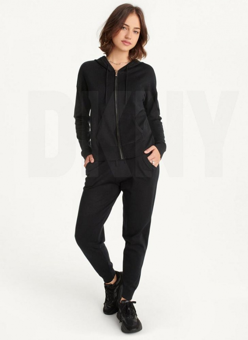 DKNY Knit Hoodies Damen Schwarz | Austria_D1331