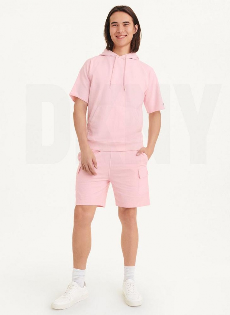 DKNY Kurzes Sleeve Pigment Dye Hoodies Herren Rosa | Austria_D0761